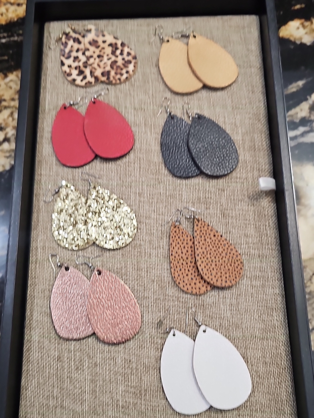 Handmade White Teardrop Leather Earrings - Lightweight Women Accessories